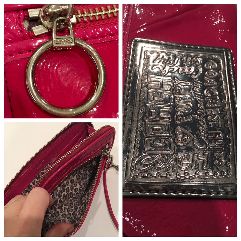 COACH Poppy Collection deep fuchsia wristlet - Picture 5 of 8